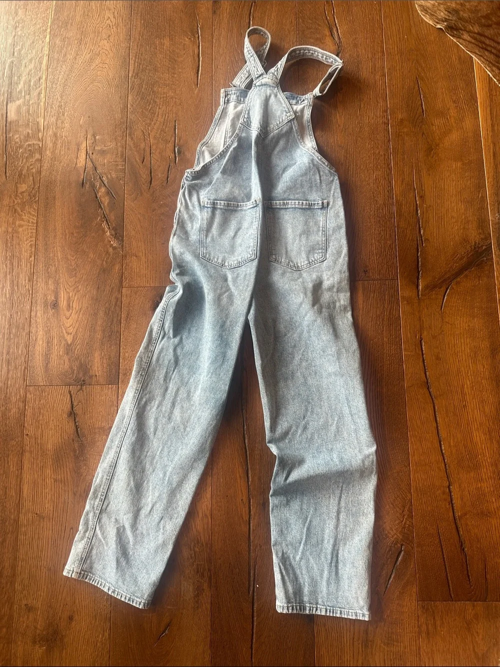 H&M Girls Light Blue Denim Overalls Jumpsuit